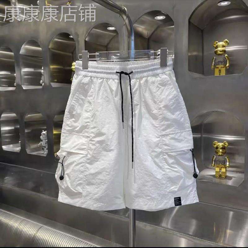 工装短裤男士夏季冰丝薄款宽松大码中裤男装休闲百搭多口袋五分裤