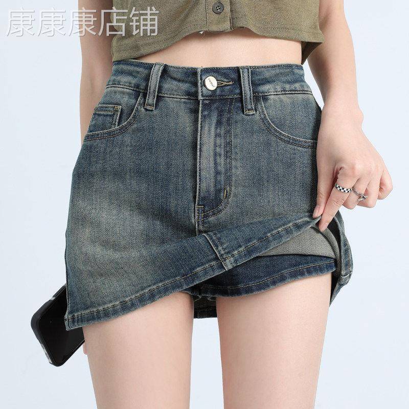 美式复古牛仔短裙女夏季2026新款辣妹性感紧身高腰裙裤包臀半身裙