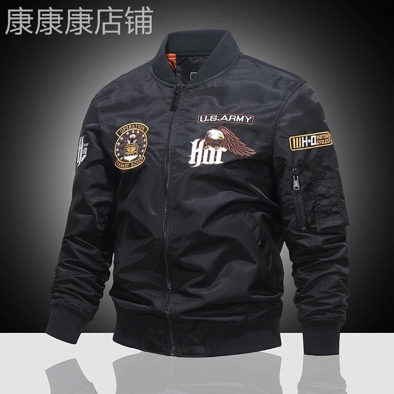 飞行员夹克外套男士春秋季薄款机车骑行服工装宽松刺绣潮牌棒球服