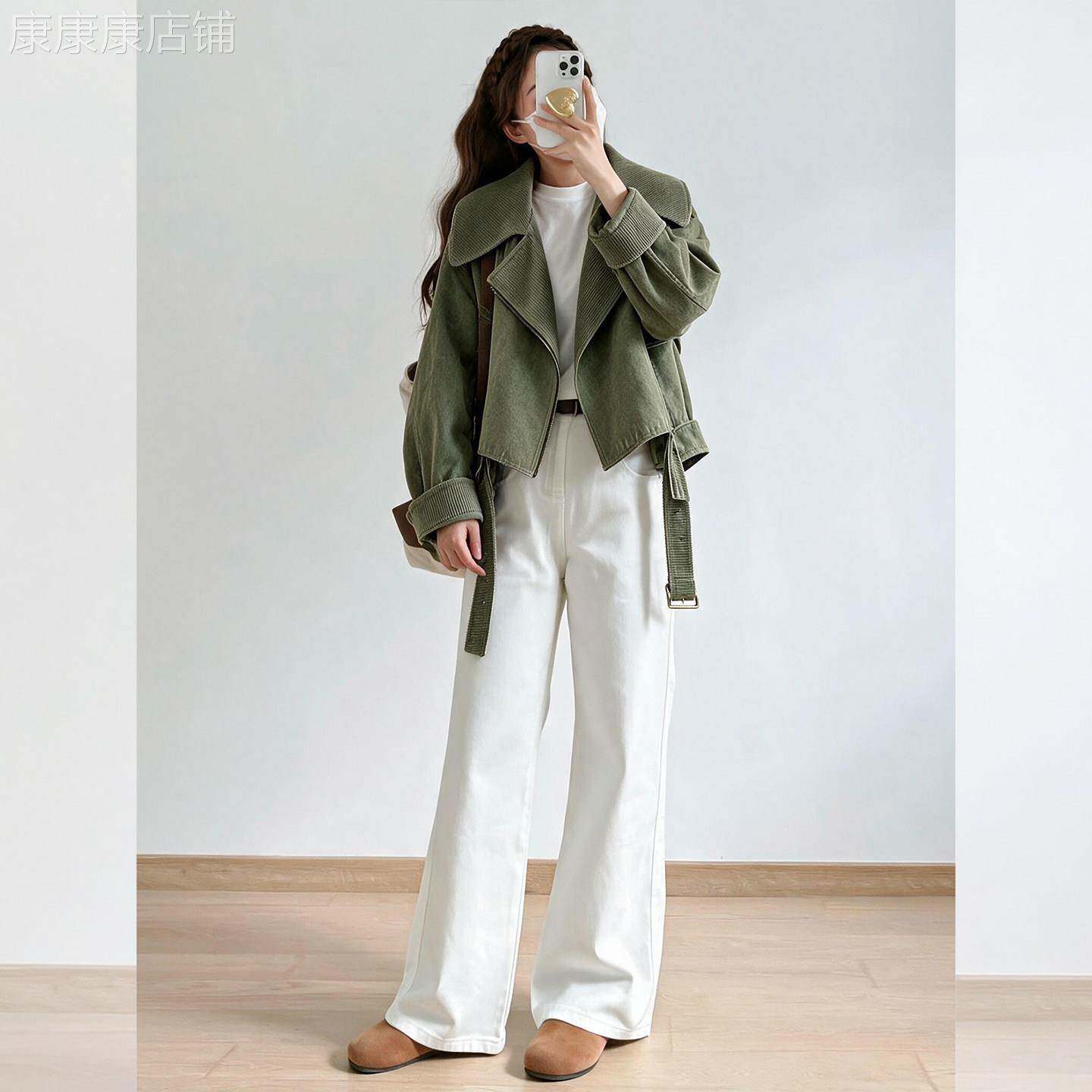 2026新款今年流行爆款绿色机车服韩系巨好看短款夹克外套女款秋季