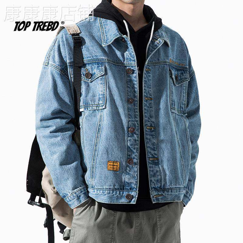 香港黑色牛仔外套男春秋新款潮牌高级感宽松休闲港风大码工装夹克