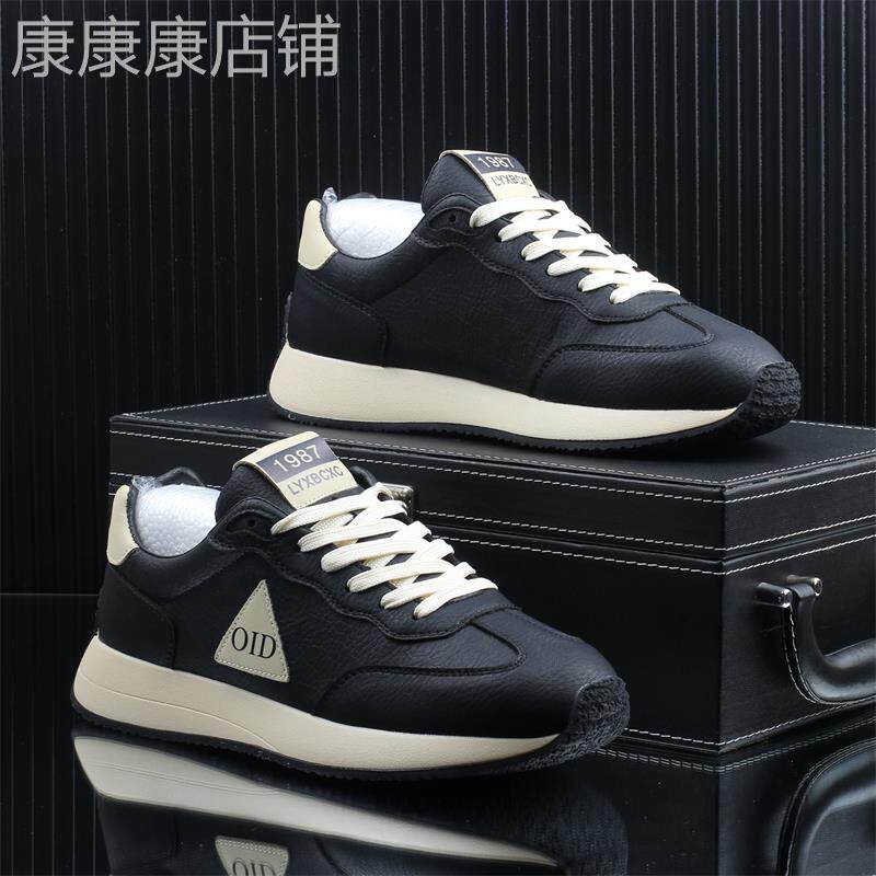 潮牌高级感百搭运动阿甘鞋男款2025年秋冬新款真皮厚底增高休闲鞋