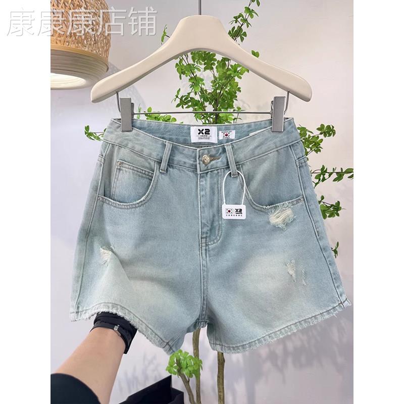 韩版高腰显瘦牛仔短裤女2025夏季新款小个子宽松直筒五分阔腿裤子