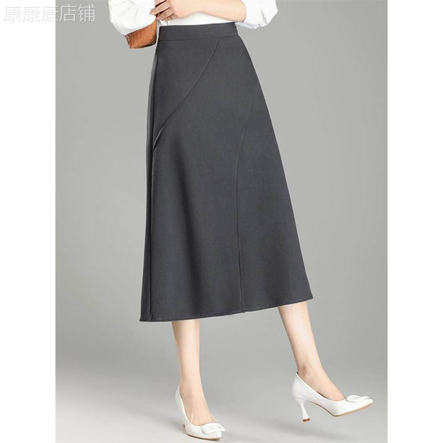 灰色西装半身裙女夏季2026新款垂感中长版包臀裙百搭一步A字裙子