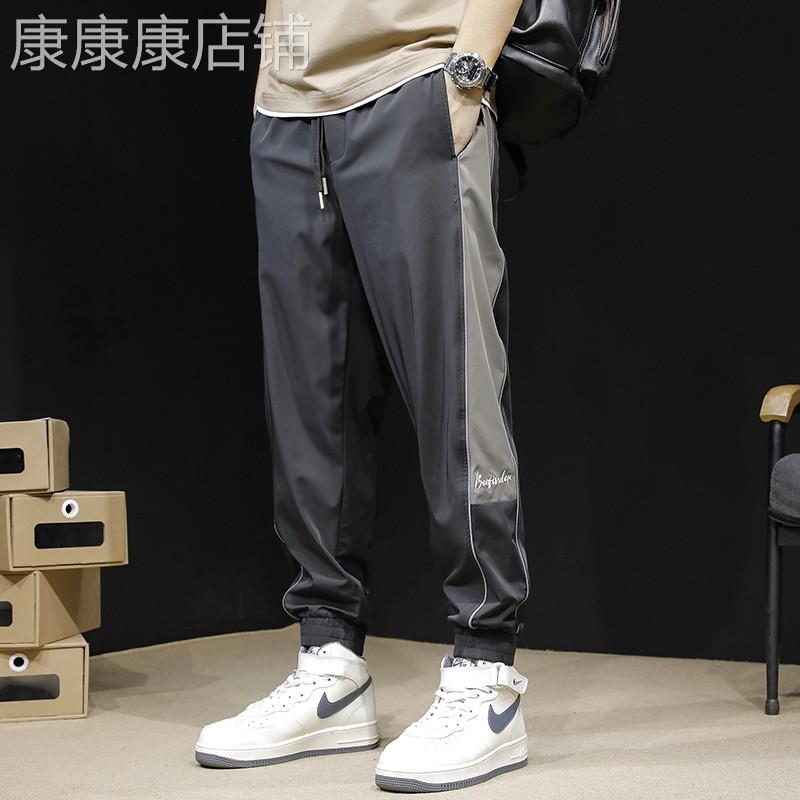 港风潮牌夏季新款休闲运动裤男士速干裤子宽松大尺码加肥加大哈伦