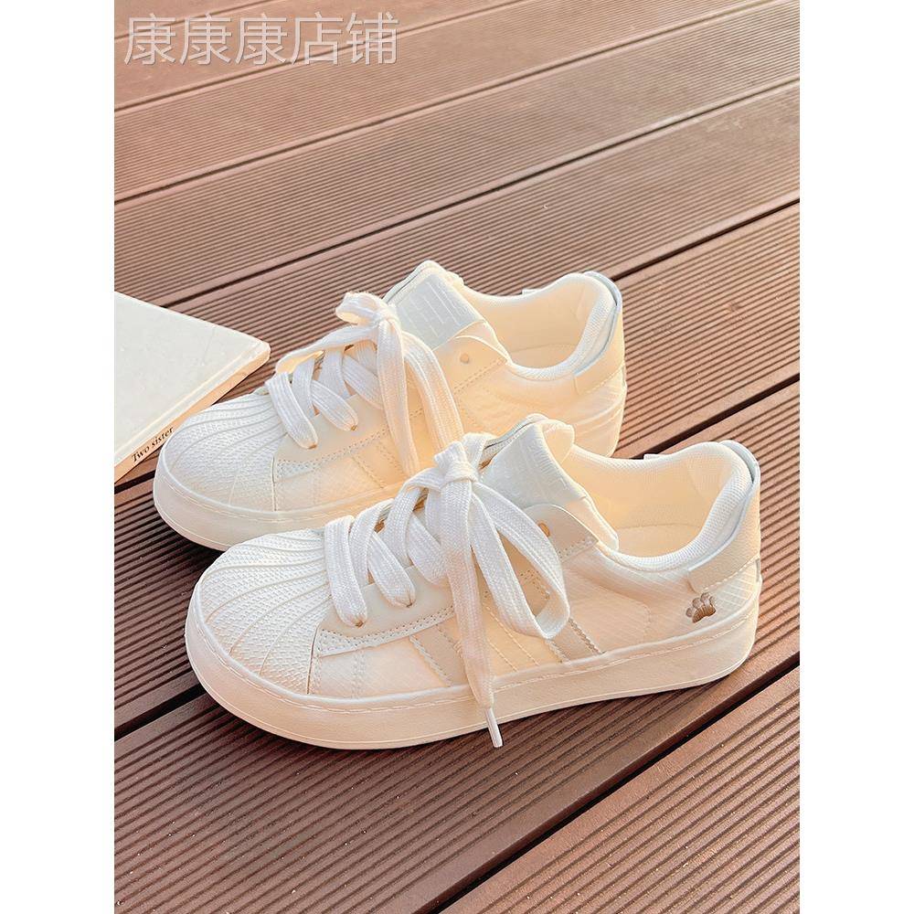 Marolio大时尚~贝壳头白女鞋,厚底,百搭别致,阔腿裤,休闲帆布