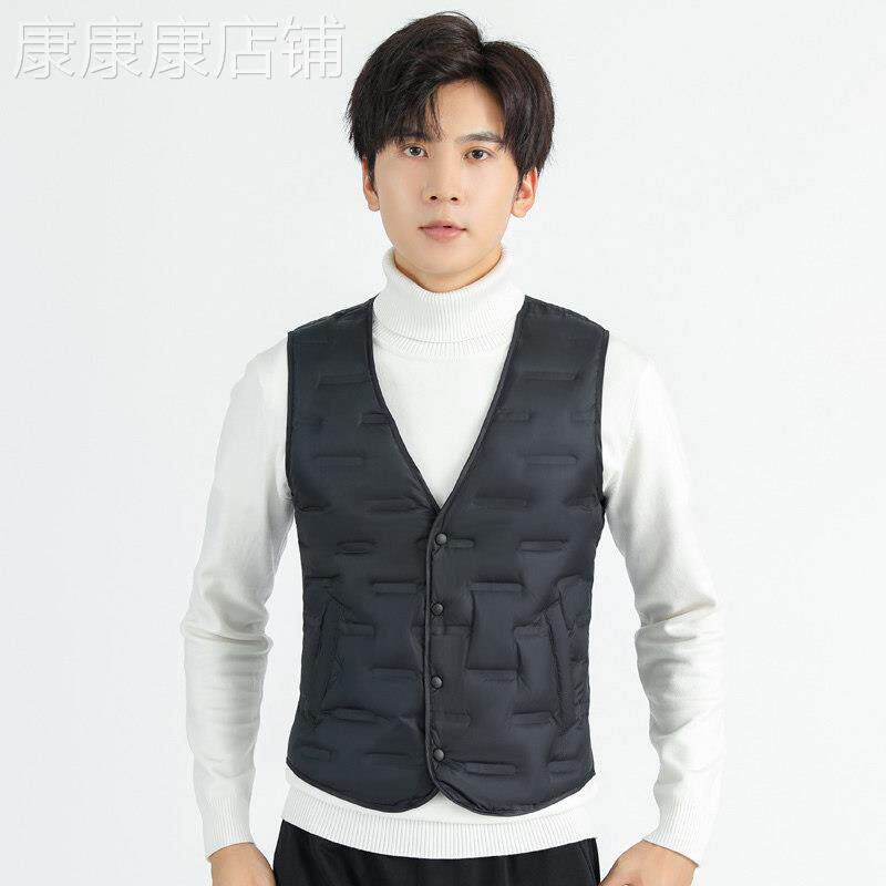 秋冬季羽绒服马甲男轻薄内穿保暖背心中老年人内胆短款坎肩爸爸装