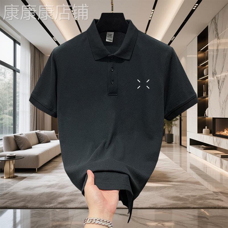 欧美潮牌夏季王嘉尔同款极简四角标短袖POLO衫男休闲简约翻领t恤