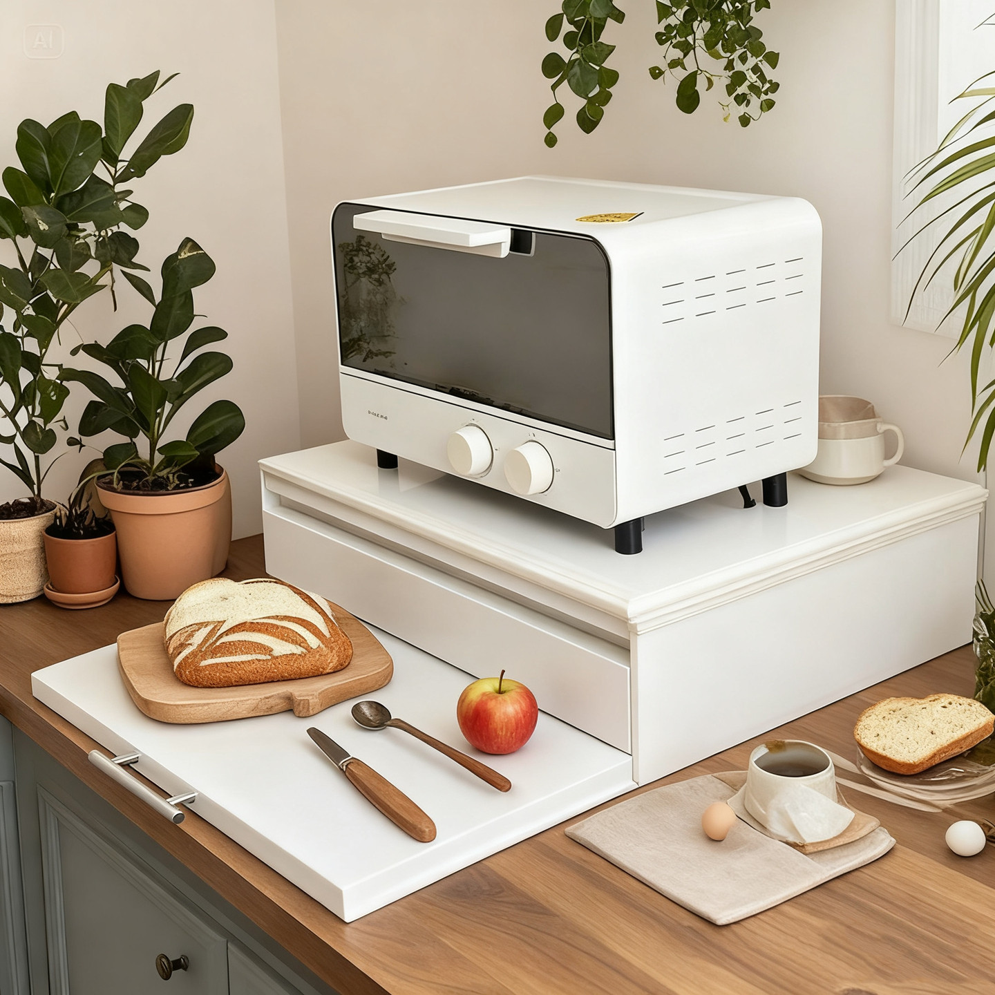 【厨房微波炉置物架】家用双层收纳支架咖啡机烤箱台面桌面增高架