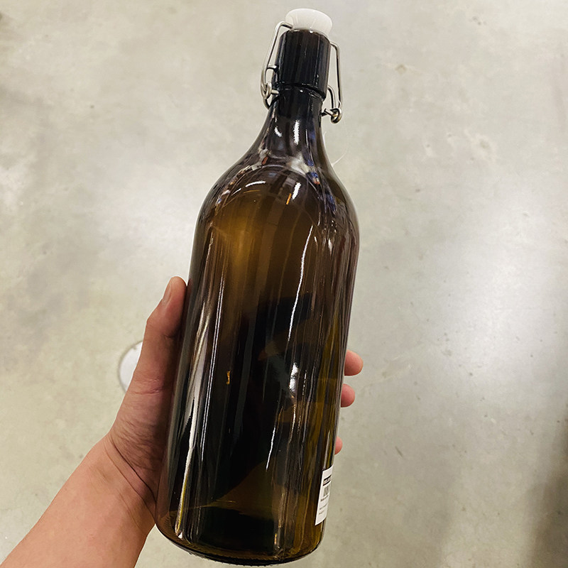 宜家新品 考肯褐色酒瓶空瓶 密封泡酒无铅玻璃瓶存红酒酿酒装酒瓶