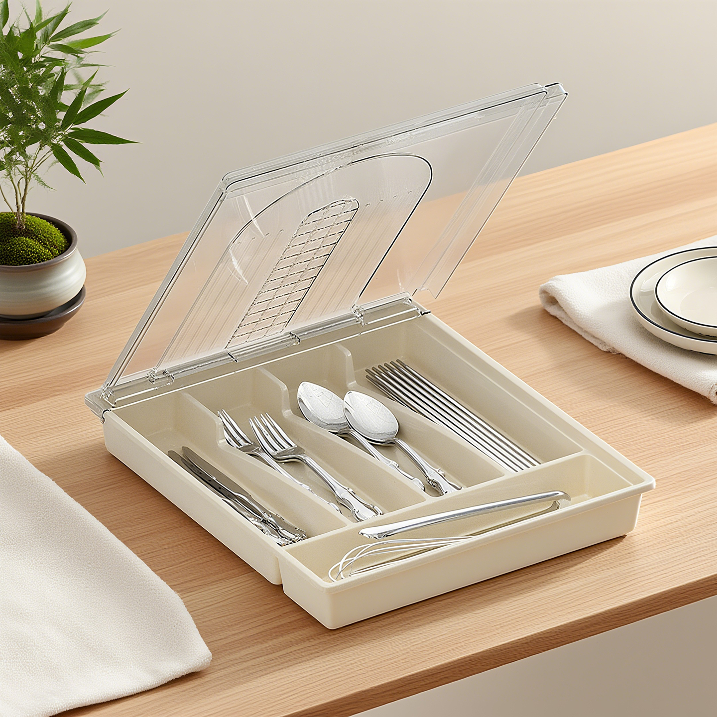 日式餐具收纳盒【防尘带盖】