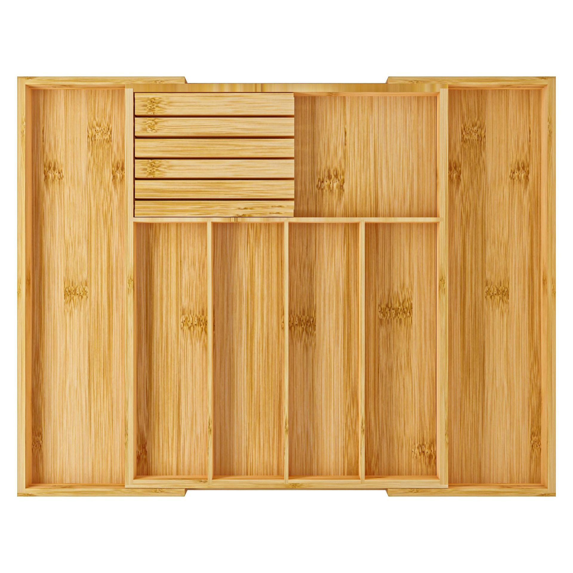 竹制整理盒可伸缩款带刀架收纳