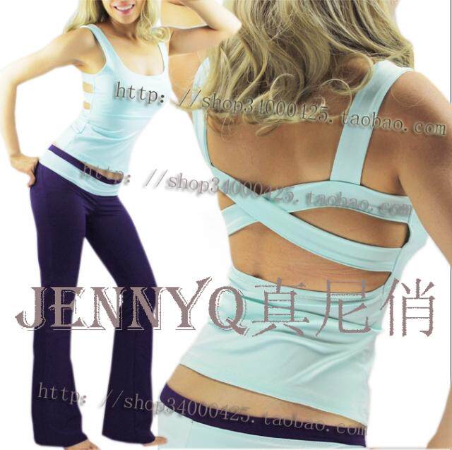 背心微喇长裤套装运动！跑步JennyQ健身服/健美/跳操瑜伽/肚皮舞