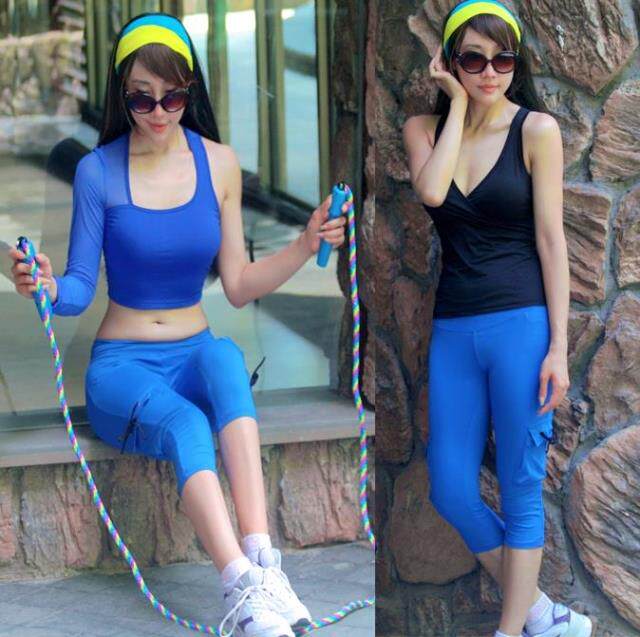 有穿衣视频！新款中裤JennyQ健身服/健美/跳操肚皮舞瑜伽运动户外