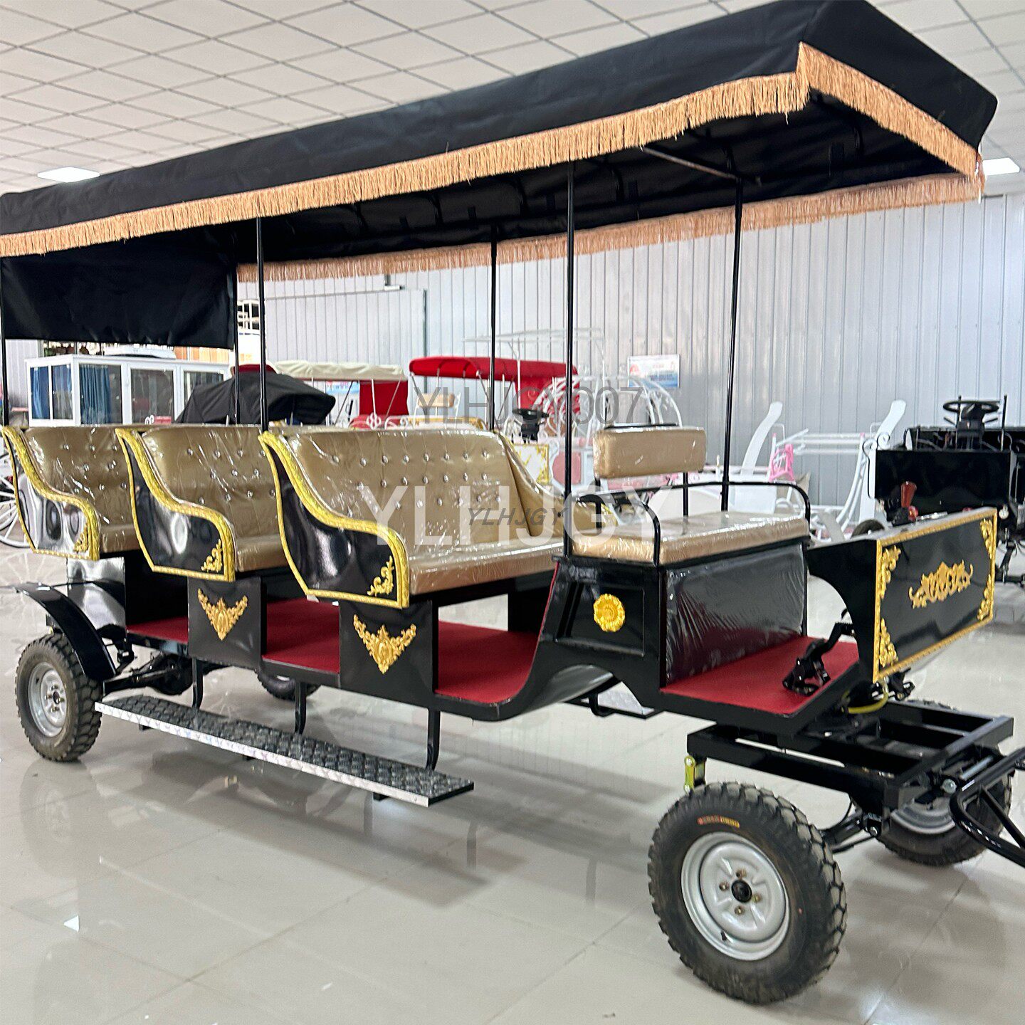 新款优质欧式助力马车草原复古旅游观光马拉车婚庆接待拉客车直销