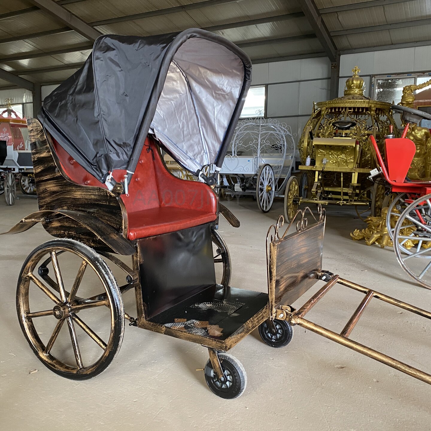 定制羊拉狗拉矮马拉车雪撬儿童公园游乐小车仿古观光马车厂家直销