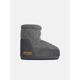 代购 BOOT女士雪地靴保暖舒适防滑柔软针织短筒平跟橡胶底 MOON