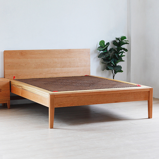 全实木床架绷棕床高脚床高架樱桃红橡1.5m1.8米配手工棕绷可定制