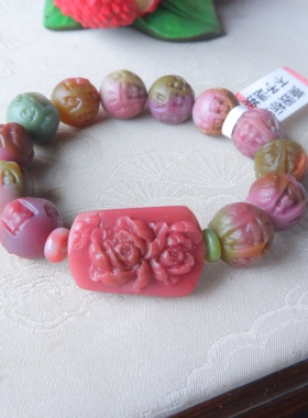 盐源玛瑙精品悟道多彩手串13+mm