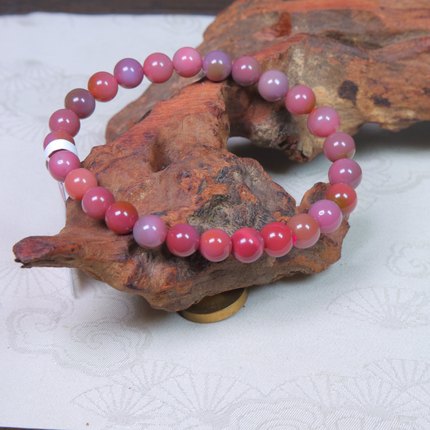 盐源玛瑙紫粉单圈手串7mm