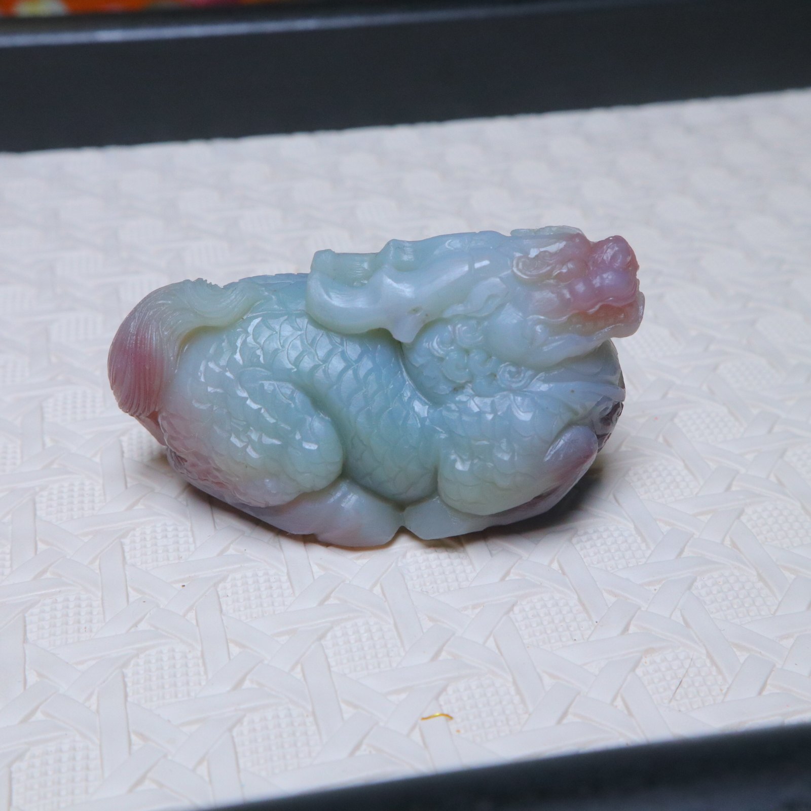 盐源玛瑙篮紫麒麟吊坠手把件摆件