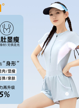 361泳衣女款连体保守2026新款显瘦遮肚游泳馆专用大码胖mm泳装