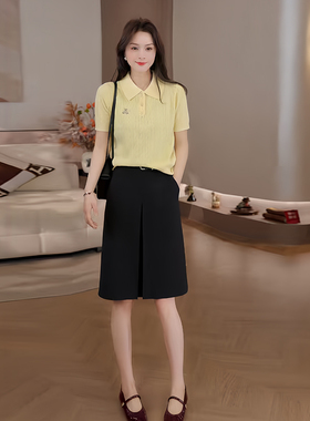 豆豆DE【小熊刺绣】春季新款时尚百搭针织polo衫上衣女26CM7102-1