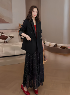 豆豆DA【点点裙】2026春款气质百搭显瘦半身裙中长裙-26CQ9066-1