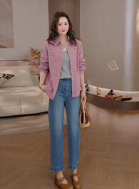 豆豆DA【格子衬衫】春装新款纯棉薄款长袖透气防晒外套-26CC017
