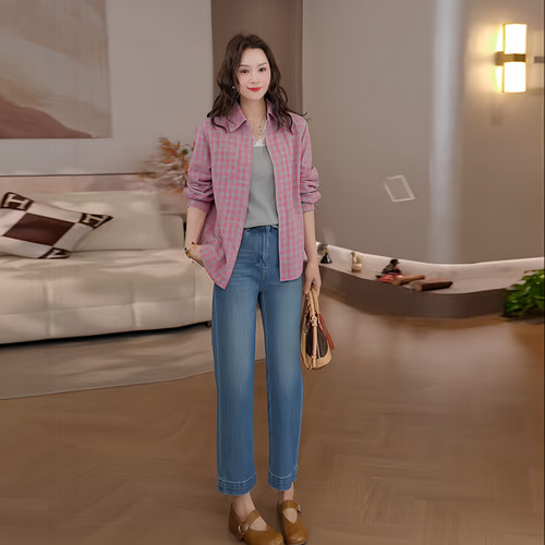 豆豆DA【格子衬衫】春装新款纯棉薄款长袖透气防晒外套-26CC017