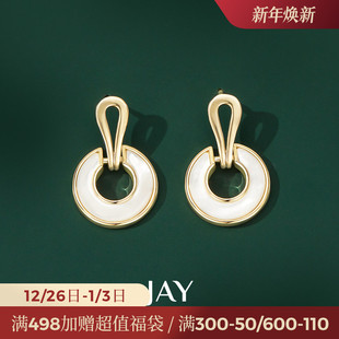 JAY环环相扣设计感耳环轻奢高级感小众耳饰女韩系2024新款 耳钉