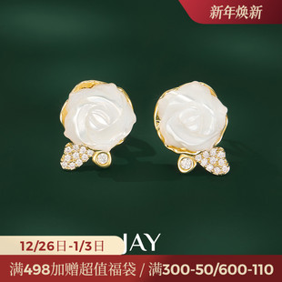 JAY月光玫瑰花耳夹2025新款 高级感耳环无耳洞精致耳骨夹女 爆款