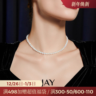 JAY高强光镜面6mm珍珠项链轻奢小众锁骨链颈链妈妈生日礼物首饰