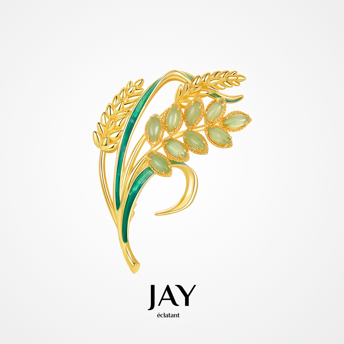 JAY穗穗和田玉胸针925银胸花礼物