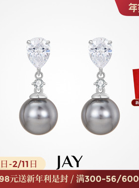 JAY独特灰色耳环2025新款爆款高级感复古耳饰设计感小众耳坠耳钉