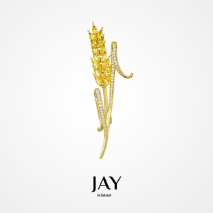 JAY璀璨金色麦穗胸针高档女奢华气质胸花女配饰别针领针生日礼物