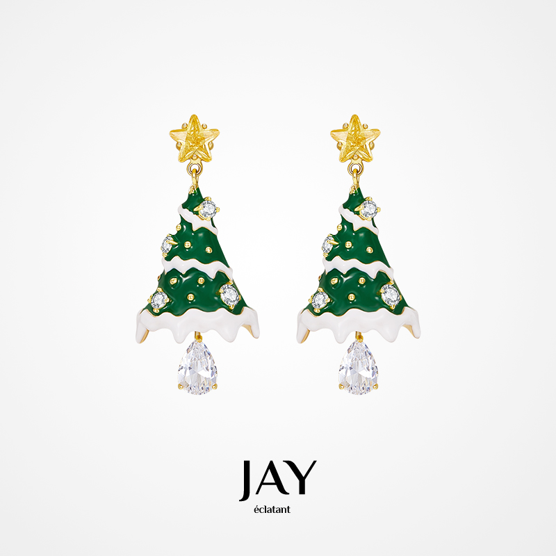 JAY圣诞树耳环绿色耳饰