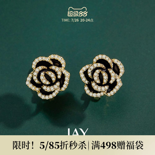 JAY法式耳夹山茶花耳饰礼物