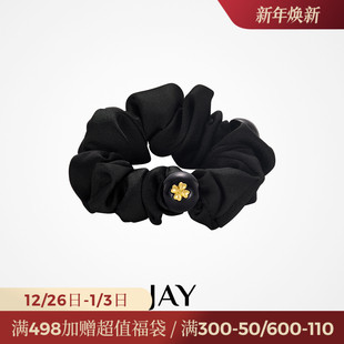 JAY黑色山茶花发圈女高级感扎头头绳发绳丸子头发饰黑色皮筋后脑
