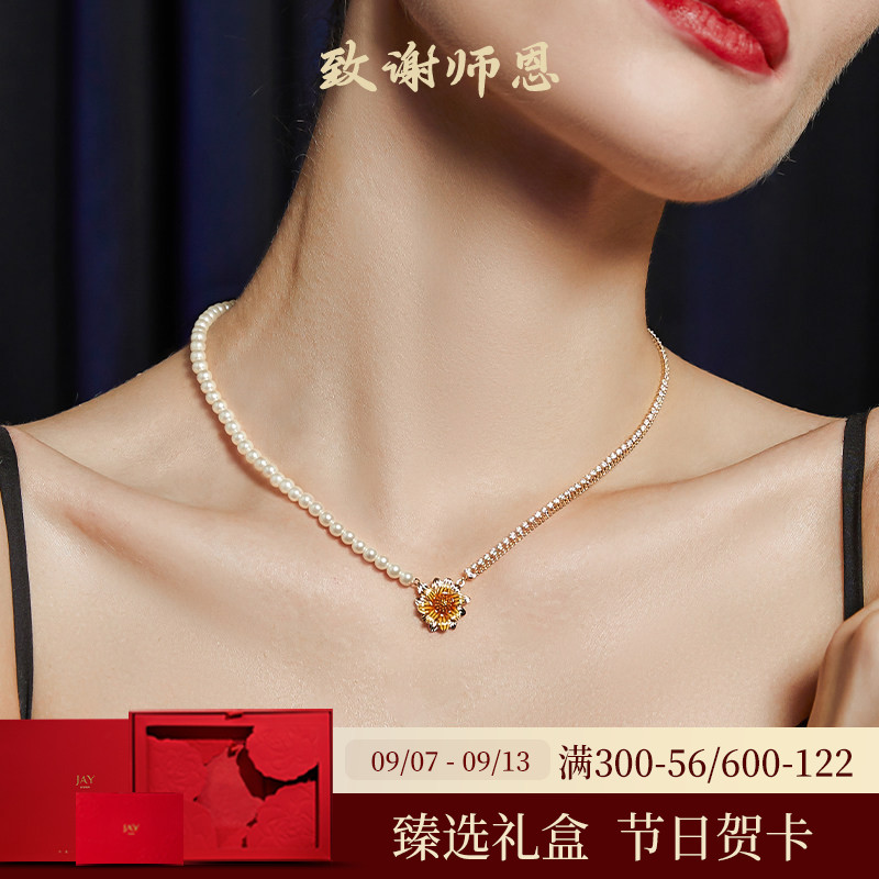 JAY法式向日葵项链春夏配饰图片