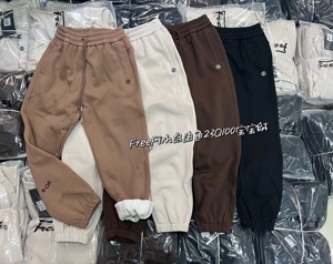 自由鱼正品23Q100字母运动裤女宽松秋冬束脚加绒加厚休闲哈伦卫裤
