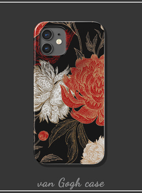 小众纯黑冷淡国风菊花手机壳适用于iPhone15promax三星s23+个性苹果14plus华为mate60/nova11全包荣耀magic5