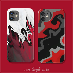 个性艺术涂鸦撞色红黑款手机壳适用于三星s23+小米14苹果15promax菲林iPhone14plus华为mate60/nova11荣耀90