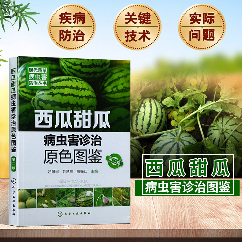 西瓜甜瓜病虫害诊治原色图鉴第二版西瓜种植书籍西瓜种籽大瓜无子西瓜种籽选苗育种书大棚西瓜种植书籍西瓜栽培技术西瓜种植技术书