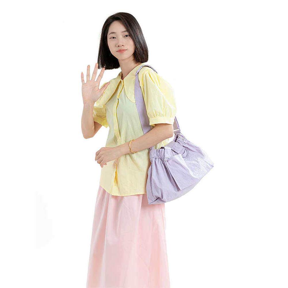 【日本购】新加坡潮牌纯色折叠购物袋包春夏防水尼龙手提单肩斜挎