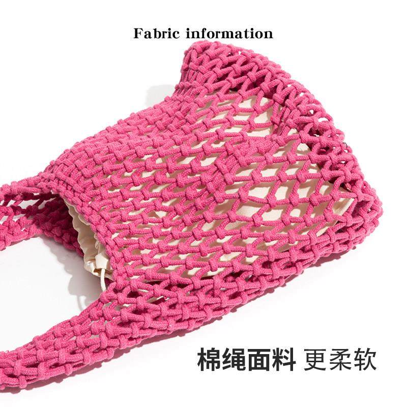 【日本购】慵懒风手工diy编织包2025新款纯色镂空手腕包森系手提,箱包皮具/热销女包/男包,通用款女包,淘宝优惠券,粉丝福利购,淘宝优惠卷