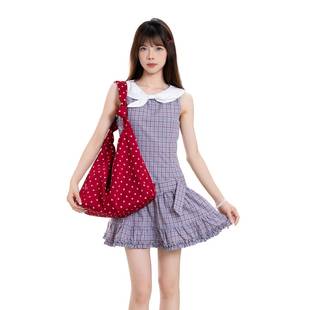 【日本购】覆古波点红色帆布腋下包单肩包通勤慵懒斜挎大容量托托