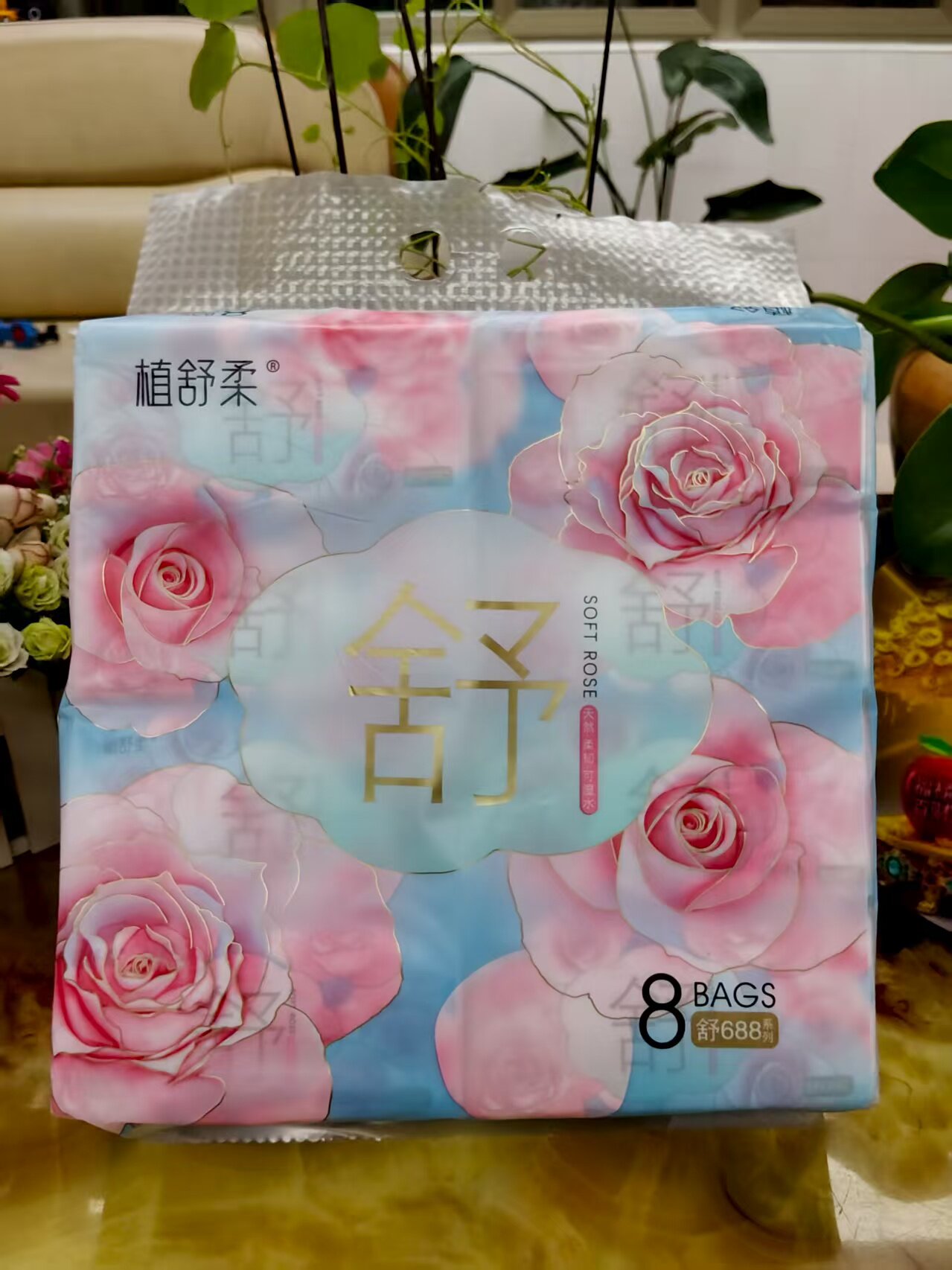 植舒柔纸巾玫瑰花抽纸整箱小包家用实惠装餐巾纸面巾纸抽卫生纸