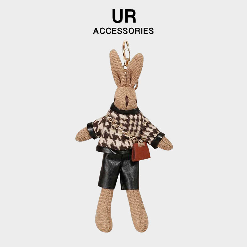 UR Fashionable houndstooth lovely Doll Pendant Bag Lady rabbit Key buckle Cartoon Doll doll Pendantin the Leather/Lady bags/Men's bag, Luggage Accessories  category - from Buy2taobao.com to provide professional Taobao agent buy service