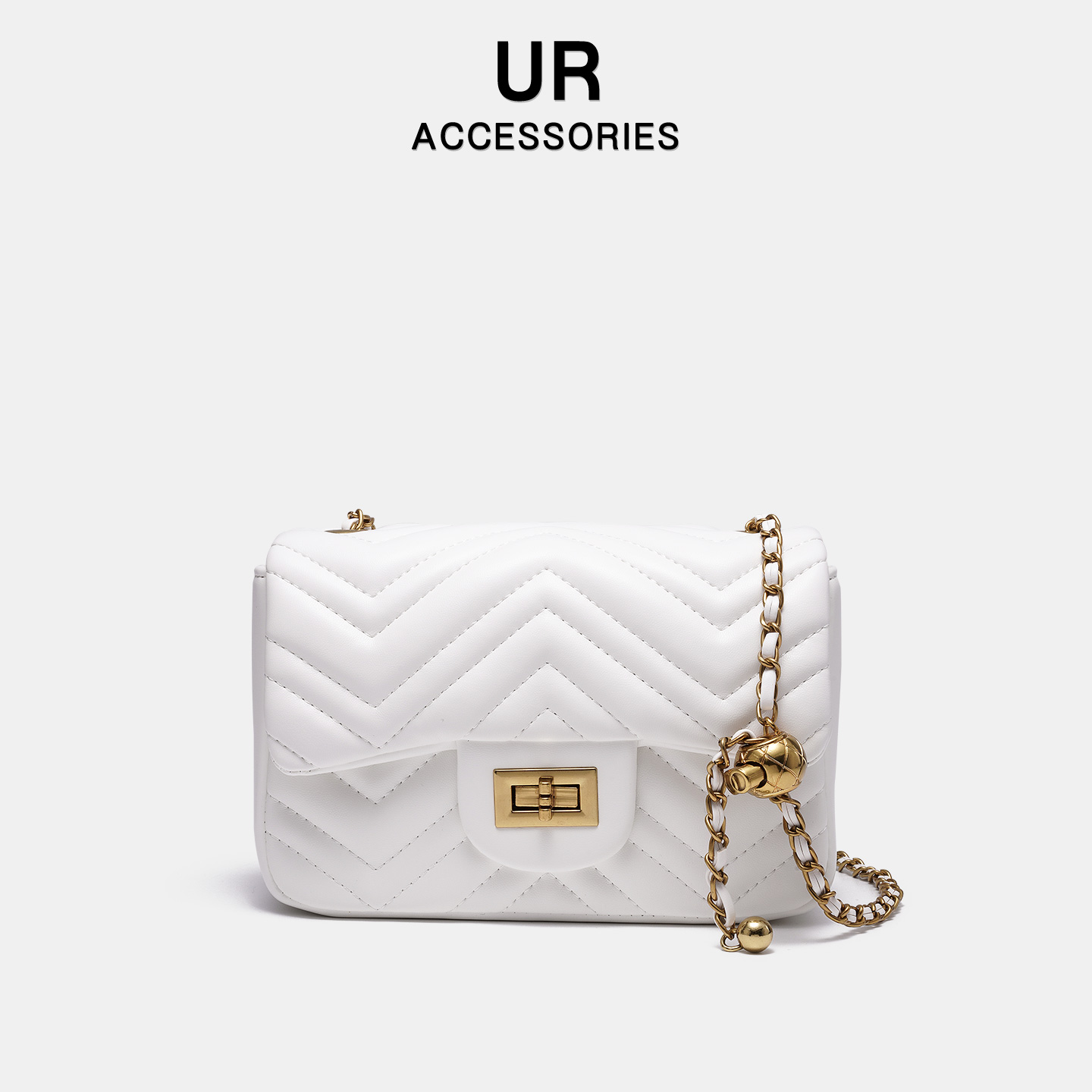 【旗舰店】小金球菱格包